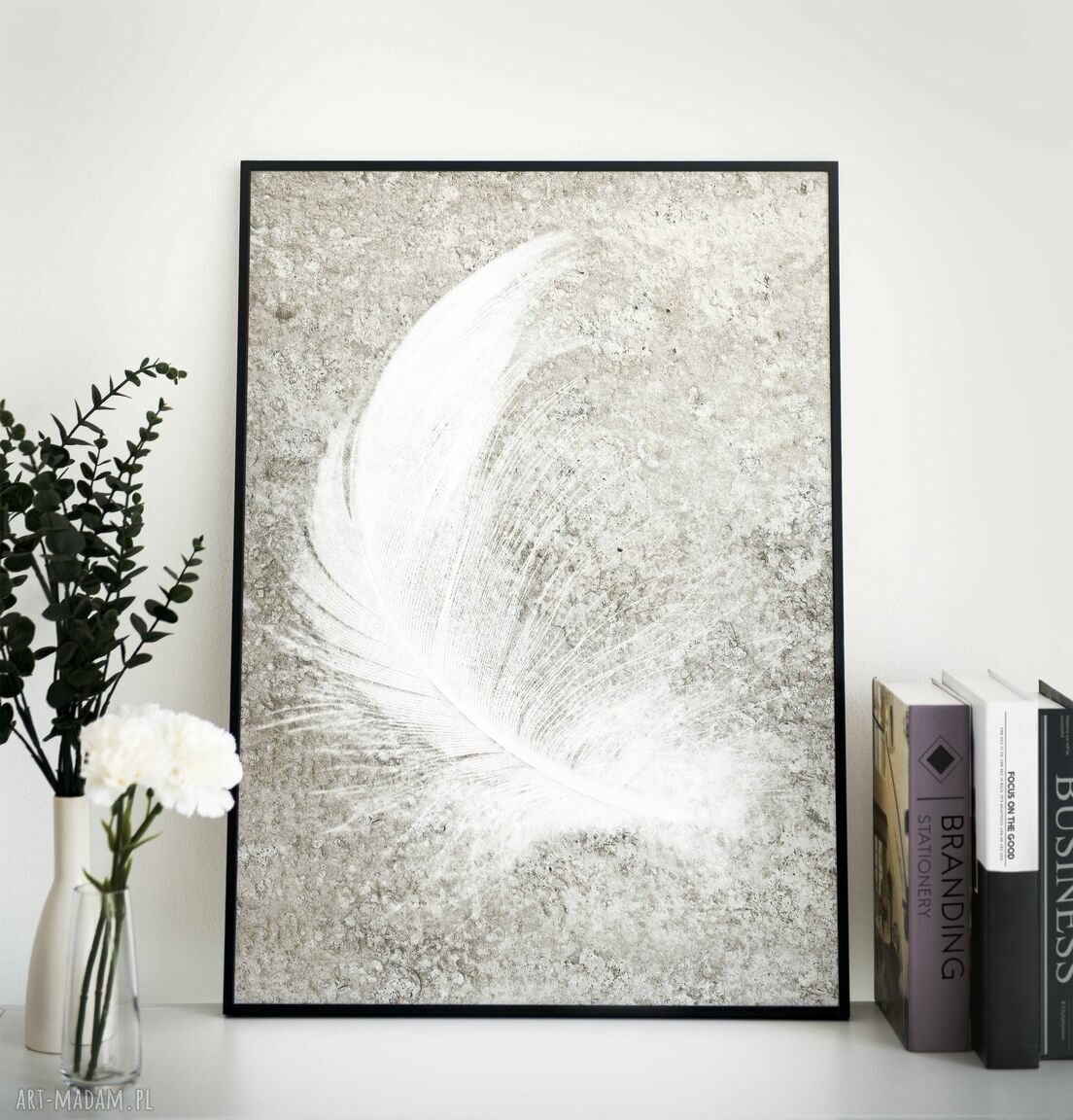 Zestaw plakatów 3 szt. 40x50 cm - kwiaty i piórko Flow 06