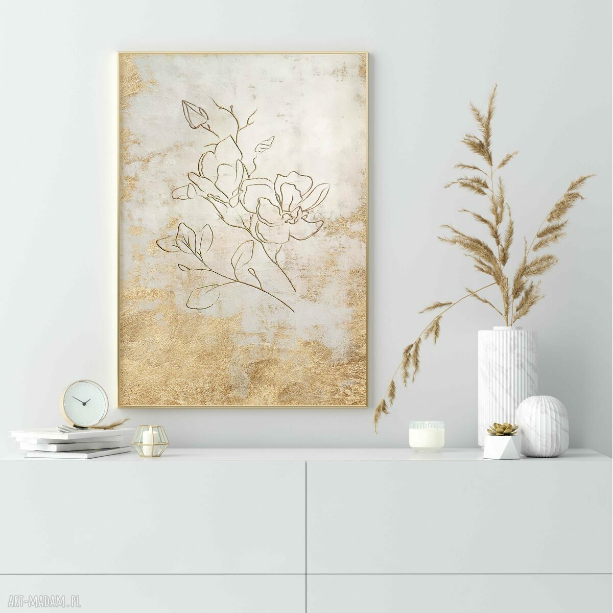 Zestaw 2 plakatów 30x40 cm Kwiaty na złocie