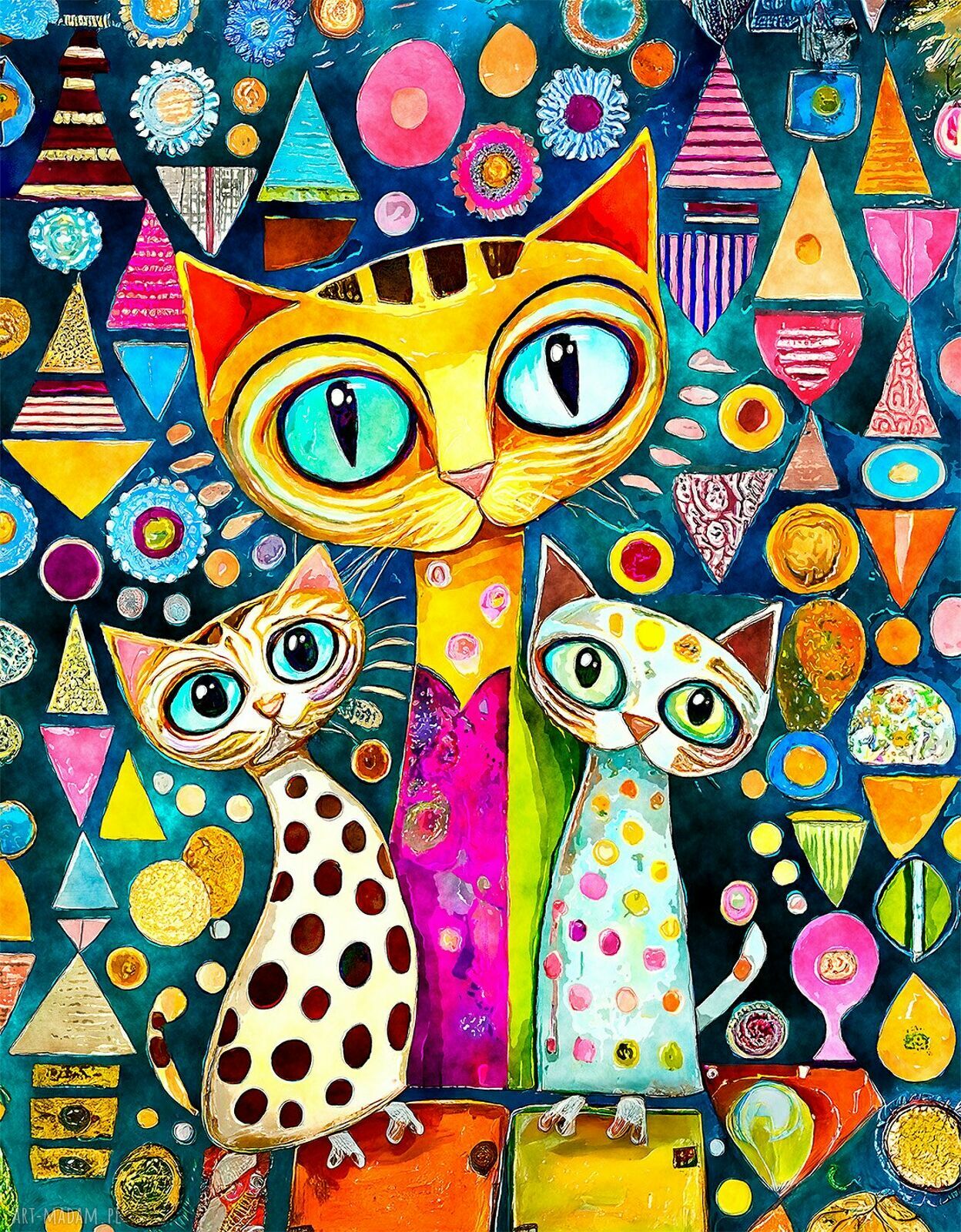 Kolorowe koty - zestaw 3 plakatów 30x40 cm
