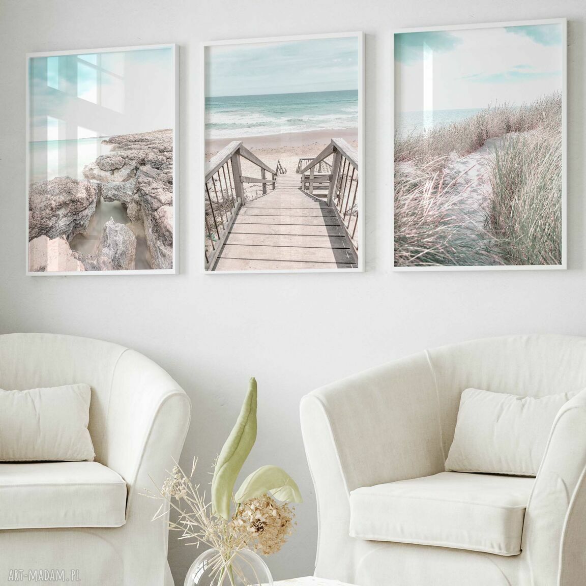 Pastelowe pejzaże morskie - zestaw 3 plakatów 30x40 cm set43
