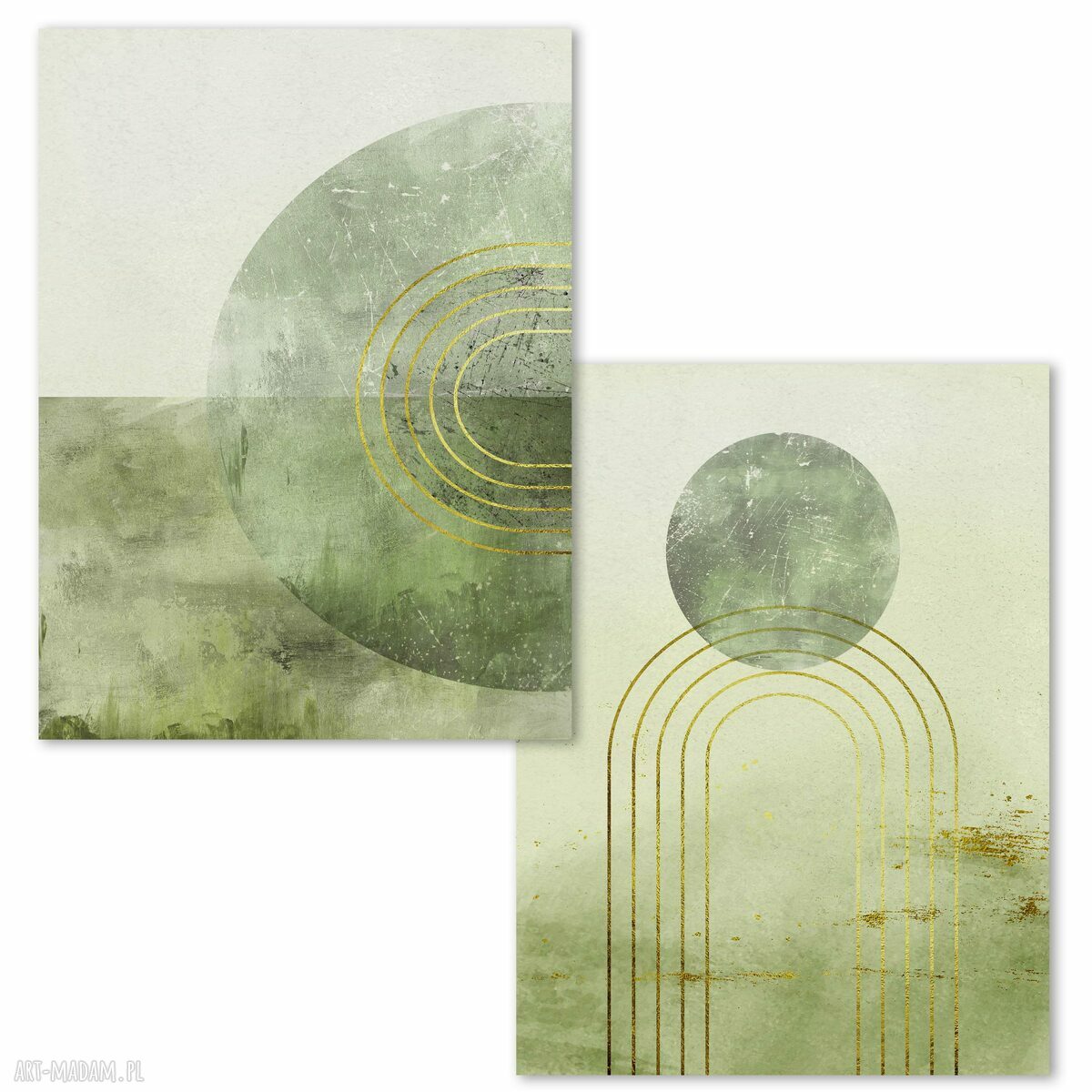 Zestaw 2 plakatów 50x70 cm zielone abstrakcje (abstr_15)