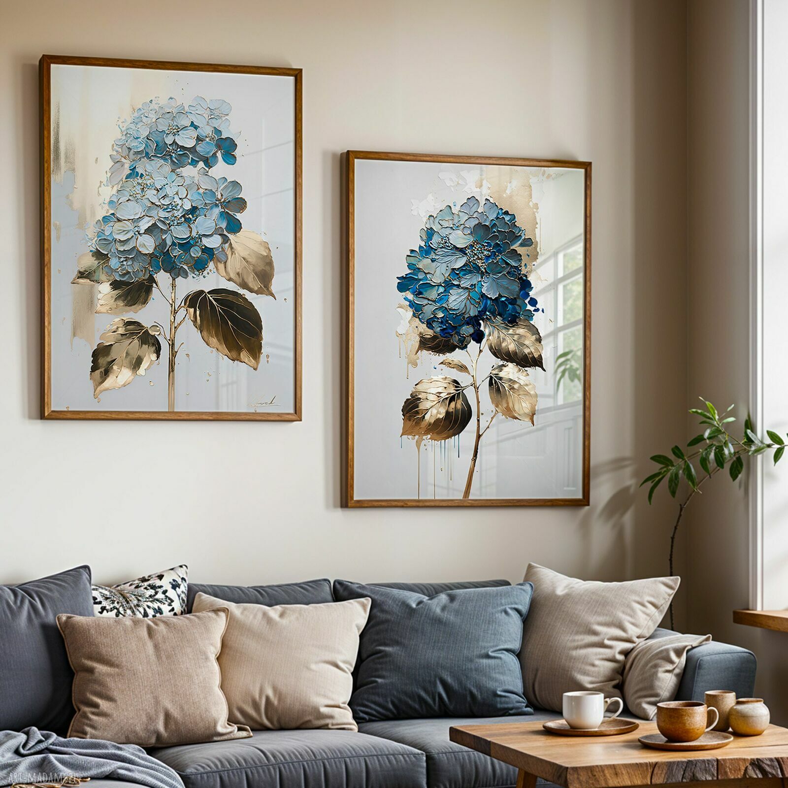 Zestaw plakatów Hortensje 2x50x70 cm - spójna galeria ścienna