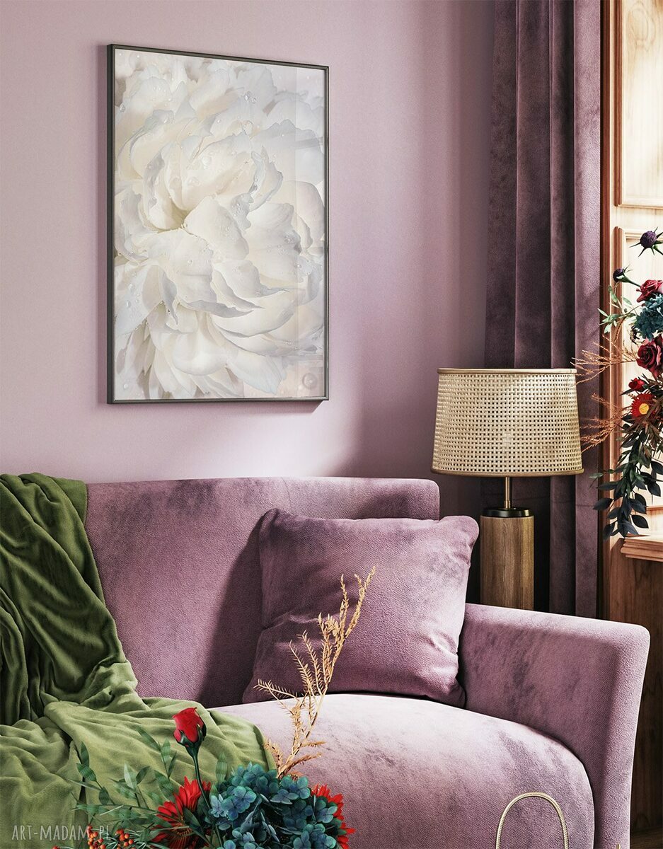 Tryptyk 50x70 cm - delikatne białe kwiaty