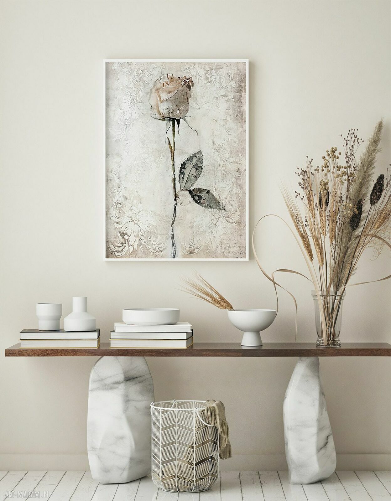 Zestaw 2 plakatów 40x50 cm - białe róże (bez ramek)