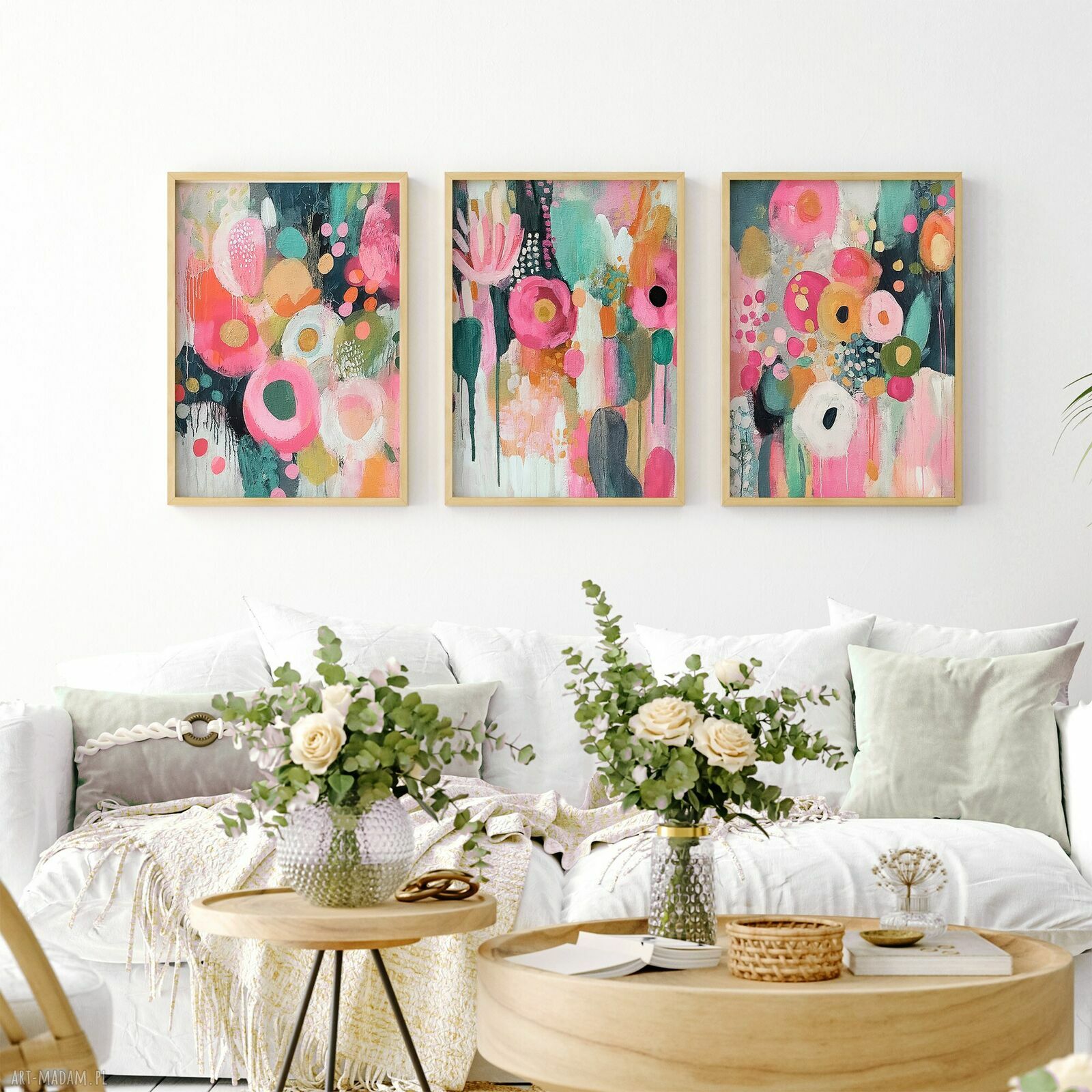 Tryptyk: zestaw 3 plakatów 50x70 cm Kwiaty w kolorach (set201)
