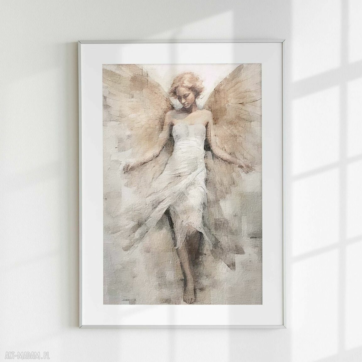 Tryptyk Aniołów 40x50 cm x3 - beżowo-białe plakaty