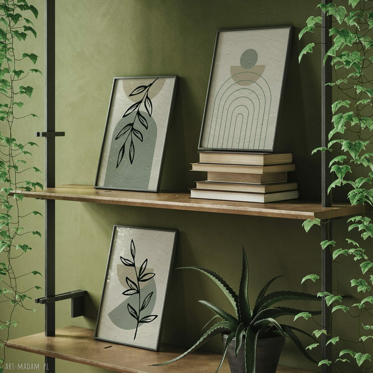 Zestaw plakatów 40x50 cm Abstrakcja boho - tryptyk 3 szt.