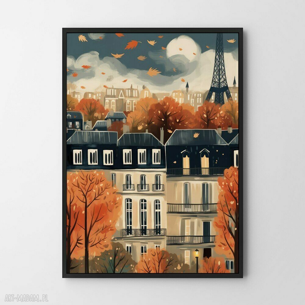 Zestaw plakatów jesiennych Paryż 30x40 cm - elegancki plakat do salonu