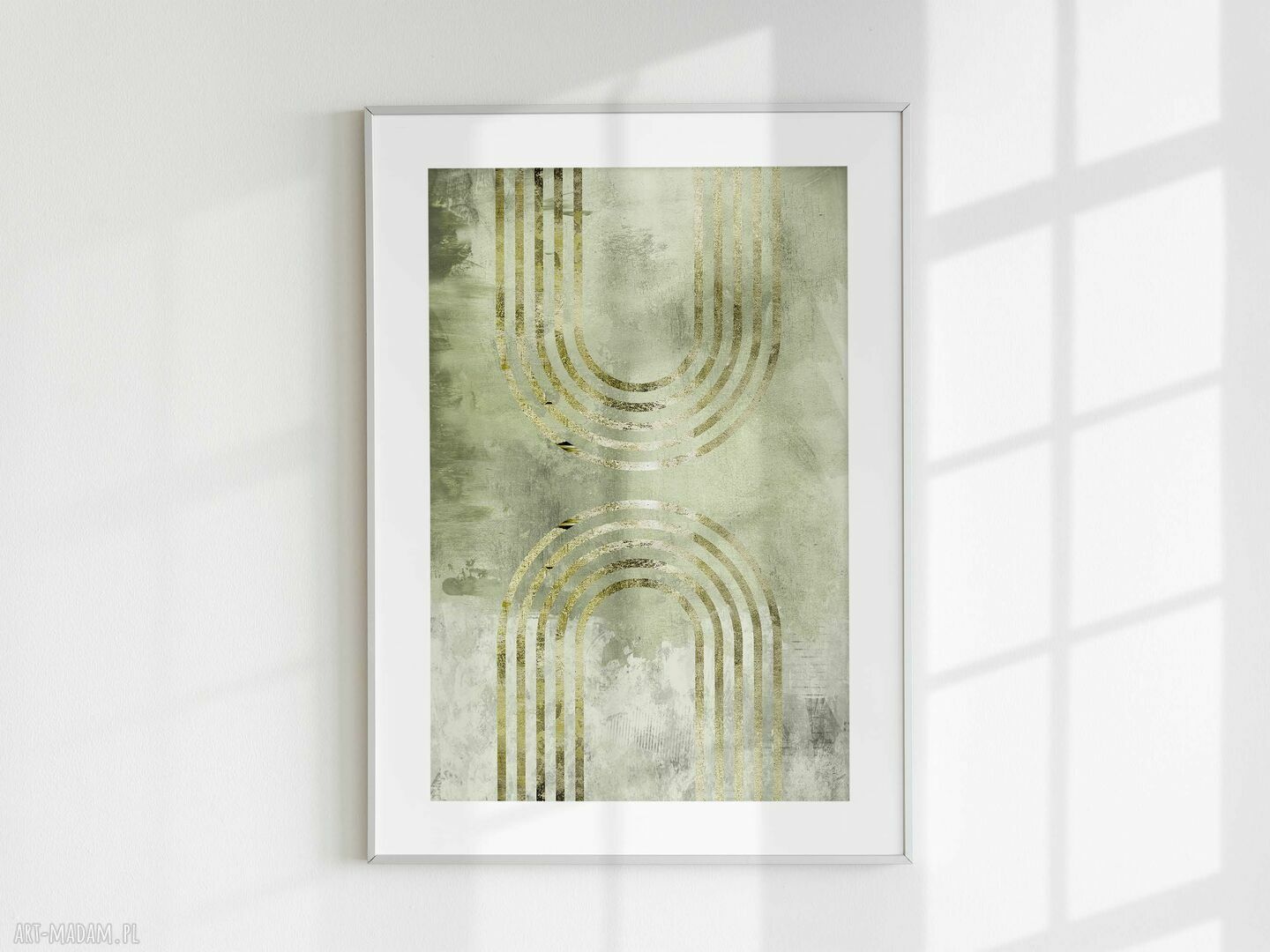 Zestaw 3 plakatów 50x70 cm w kolorze zieleń - mid century modern abstrakcja