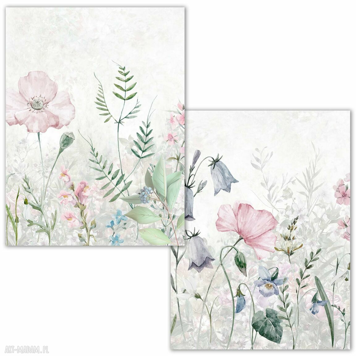 Dyptyk z pastelowymi kwiatami 2x50x70 cm (flow_07) - plakaty do sypialni