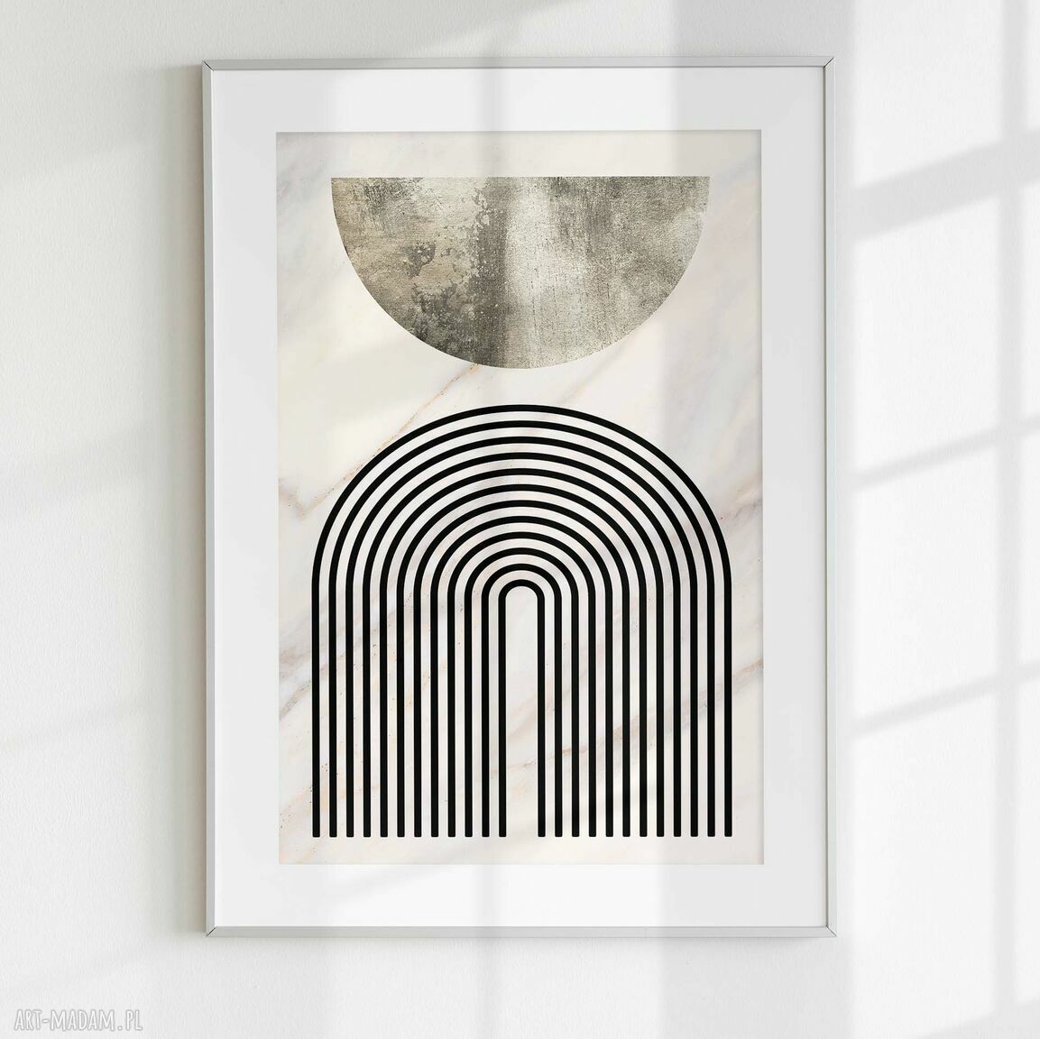 Tryptyk boho 50x70 cm do salonu i sypialni - abstrakcja geometryczna Mid Century Modern