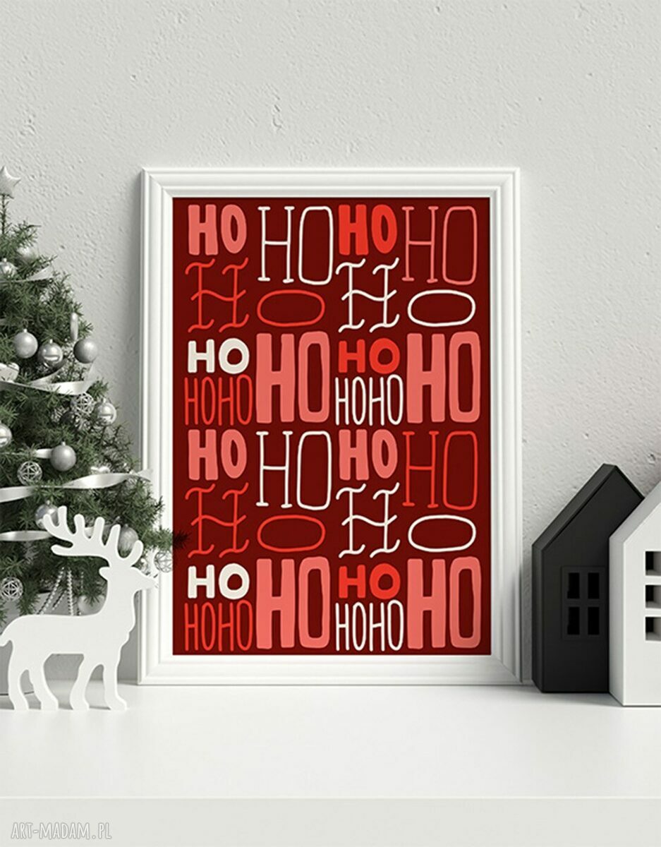Zestaw plakatów HO HO HO 3x40x50 cm - świąteczny tryptyk