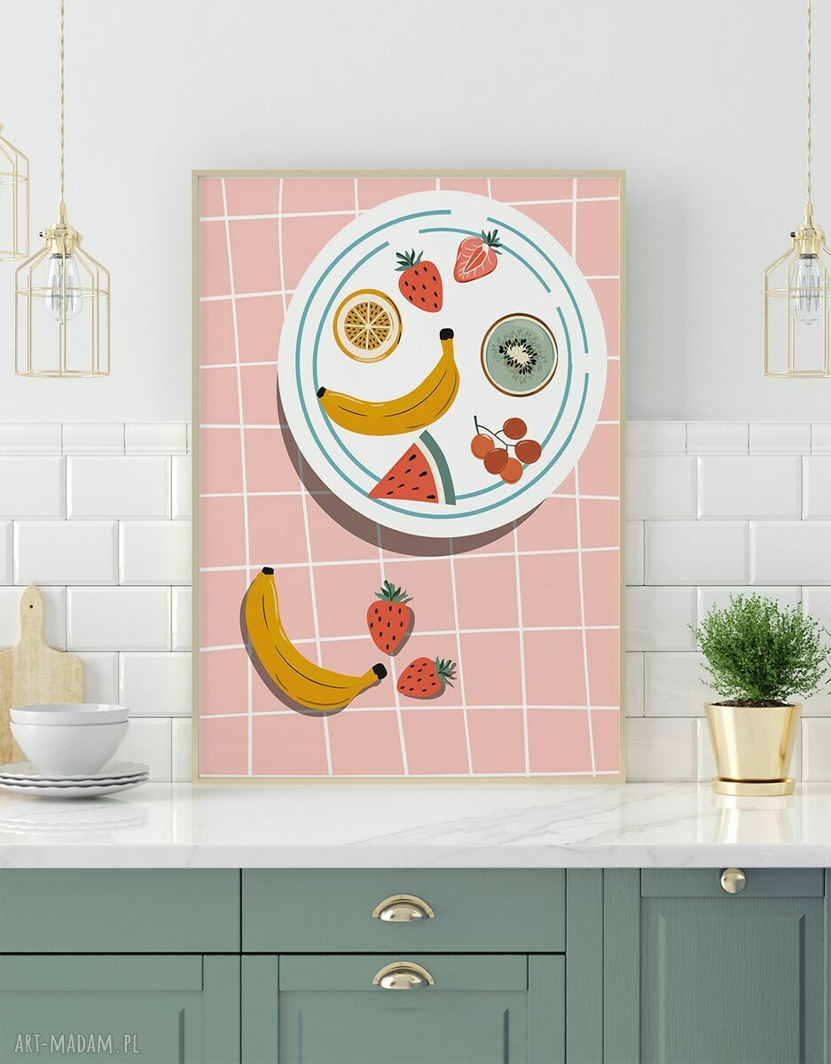 Owocowe retro w Twojej jadalni - zestaw 3 plakatów 40x50 cm (tryptyk)