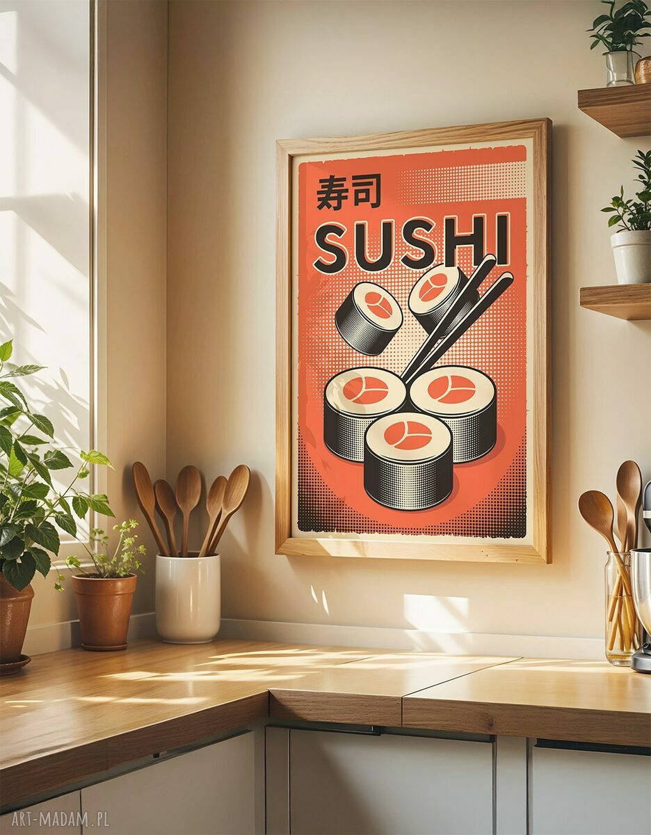 Tryptyk plakatów do kuchni 50x70 cm Sushi Ramen Onigiri