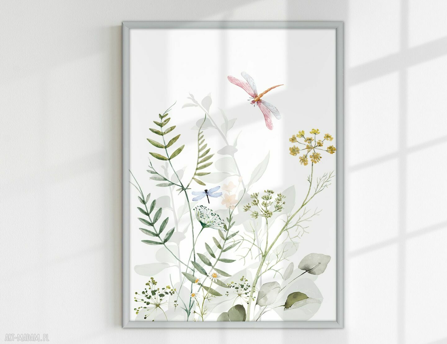 Tryptyk botaniczny 3 plakaty 40x50 cm: łąka, kwiaty i motyle