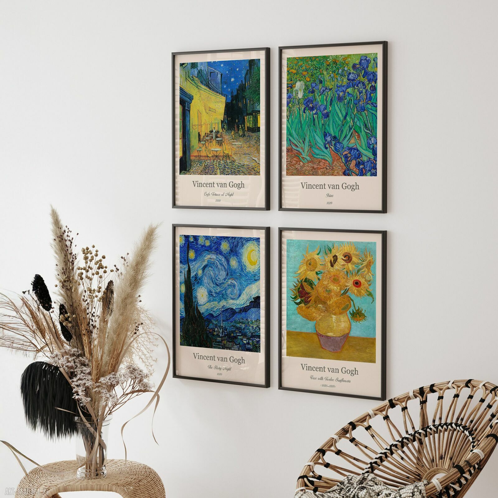 Zestaw 4 plakatów Van Gogh 50x70 cm - reprodukcje, bez ram