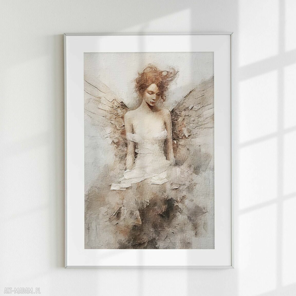 Tryptyk Aniołów 40x50 cm x3 - beżowo-białe plakaty