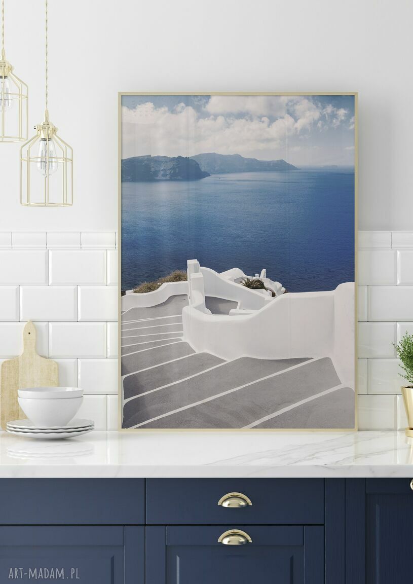 Zestaw 2 plakatów Santorini 50x70 cm - architektura do salonu (bez ram)