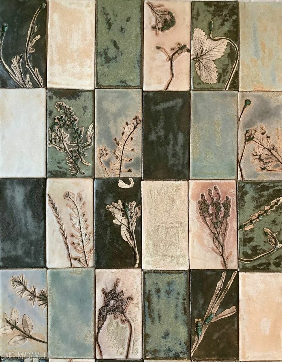 Zestaw płytek Secret Garden 25 - ceramiczny dekor ścienny z roślinami