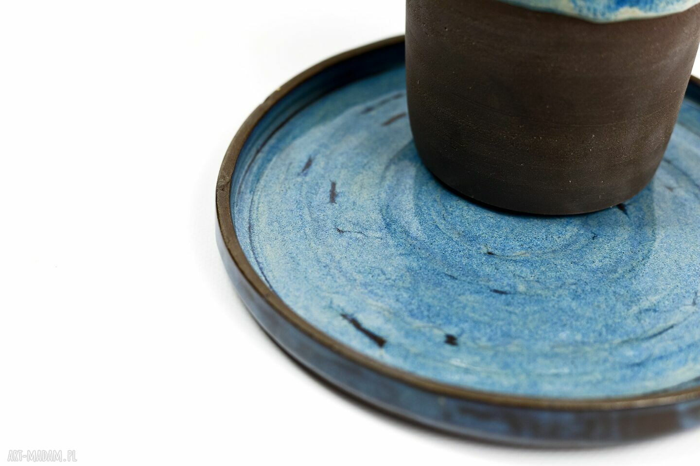 Ręcznie robiony zestaw Azul Horse: pojemnik na cukier z koniem i talerz 21,5 cm (800 ml)
