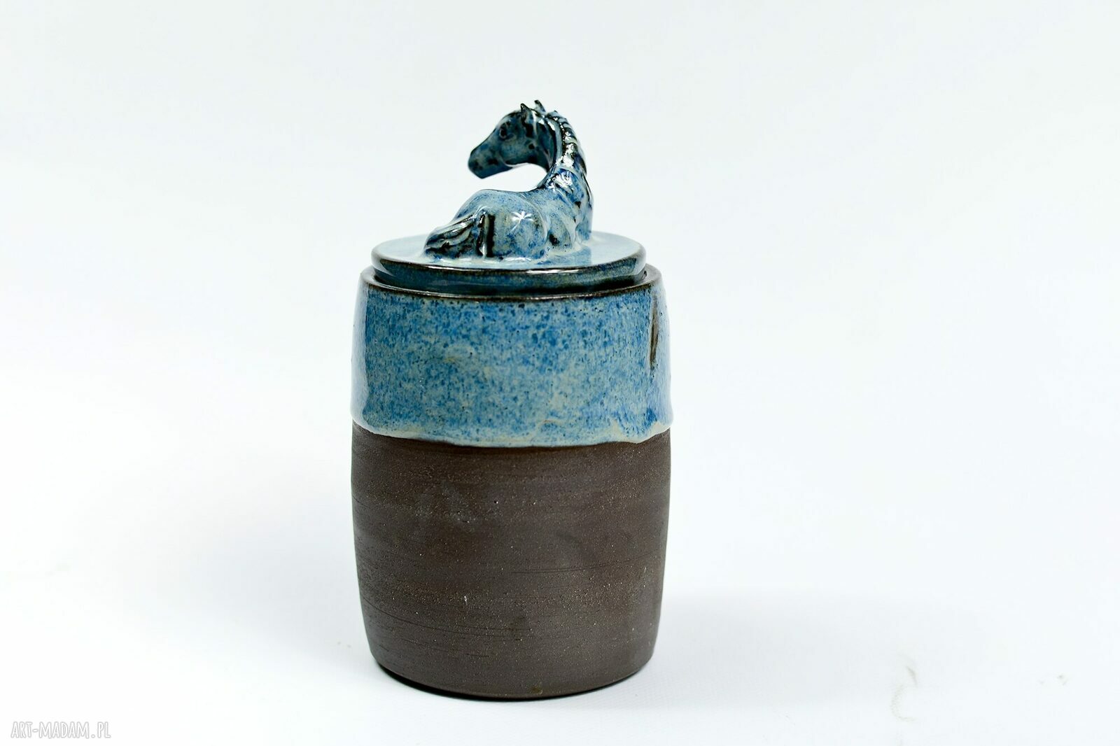 Ręcznie robiony zestaw Azul Horse: pojemnik na cukier z koniem i talerz 21,5 cm (800 ml)