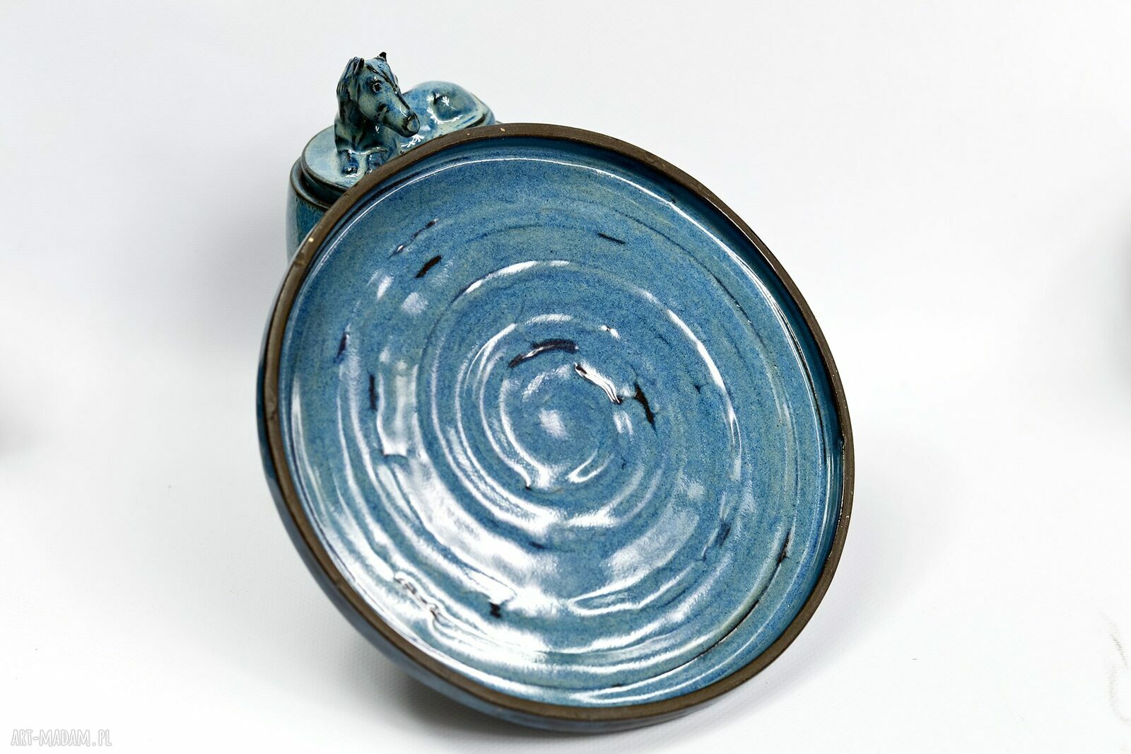 Ręcznie robiony zestaw Azul Horse: pojemnik na cukier z koniem i talerz 21,5 cm (800 ml)