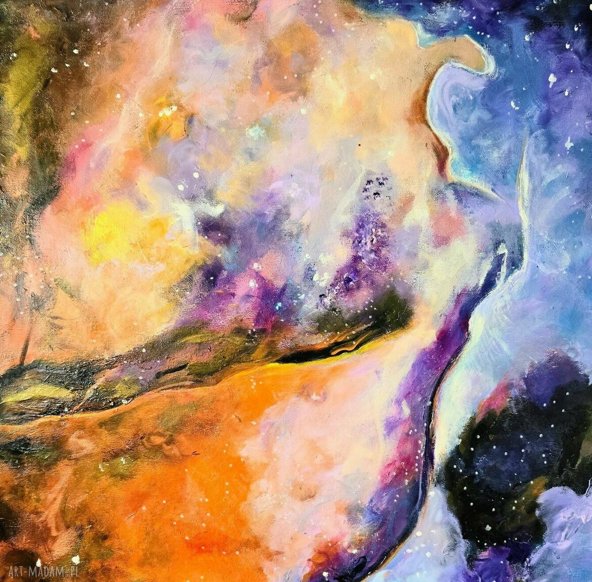 Zestaw obrazów „Universe” - abstrakcja kosmosu, gwiazdy i ciepłe barwy