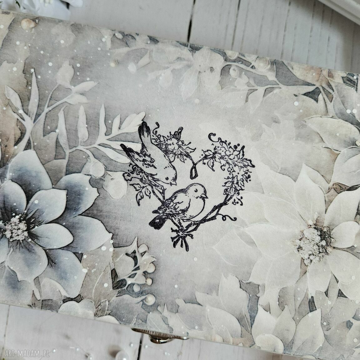 Zestaw prezentowy na ślub: pudełko decoupage i kartka personalizowana A6