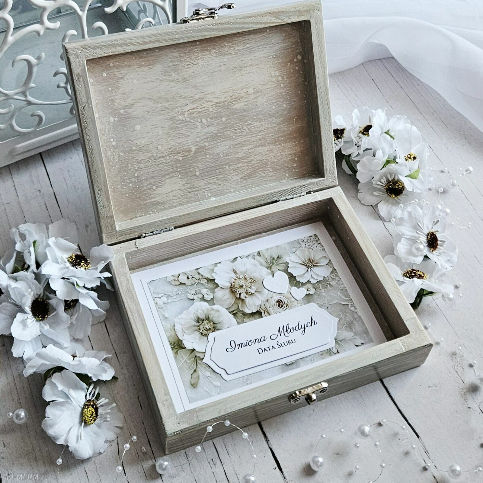 ślub: Zestaw prezentowy na ślub: pudełko, karteczka personalizowana Ręcznie