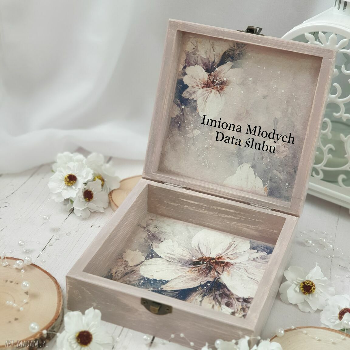 ślub: Zestaw prezentowy na ślub: pudełko, karteczka personalizowana, torebka