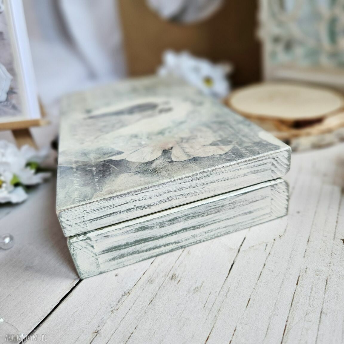 Personalizowany zestaw ślubny z pudełkiem na pieniądze i kartką A6 (decoupage)