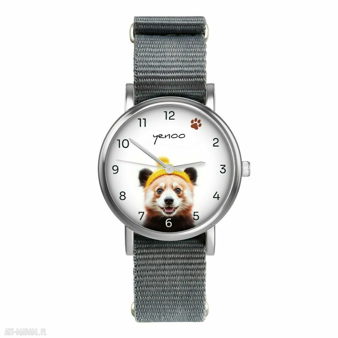 Zestaw prezentowy Panda - zegarek i brelok nylonowy, szary dla dziecka