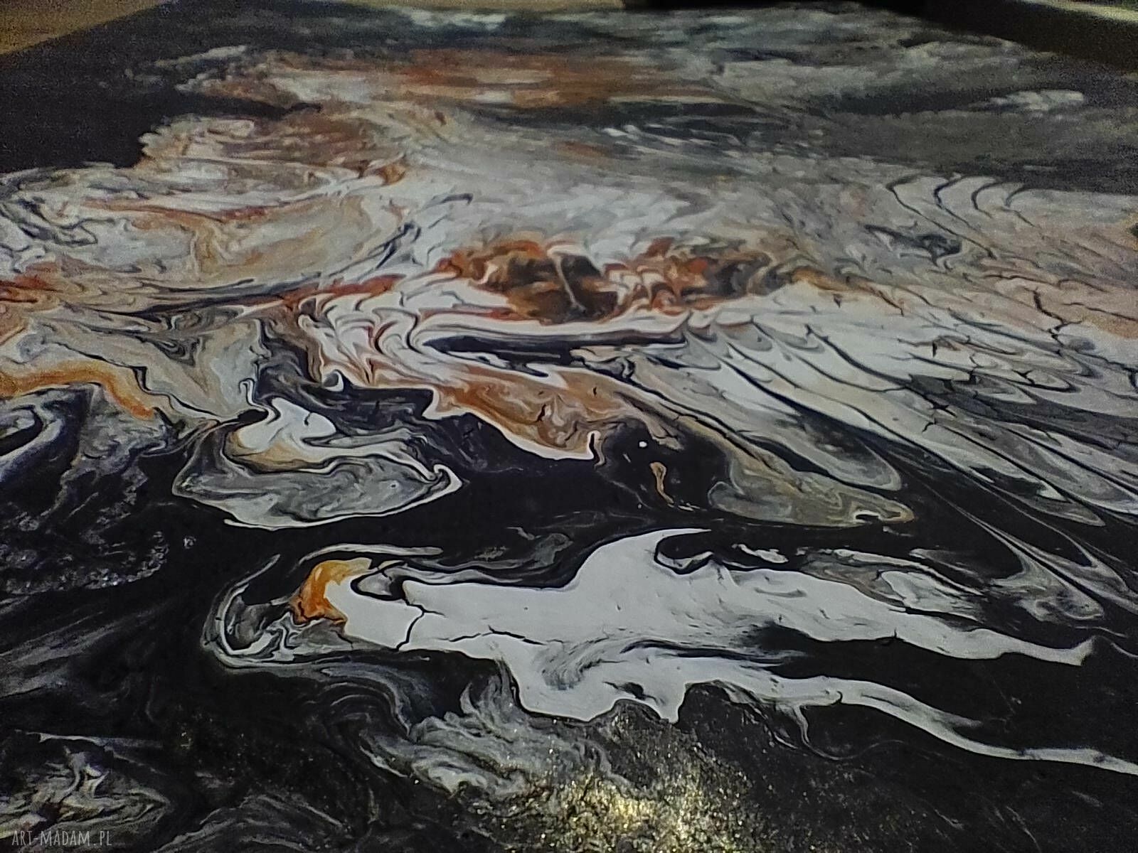 Dyptyk Pouring Mistyczny - 2x40x30 cm w ramie, ręcznie malowany obraz do salonu i sypialni