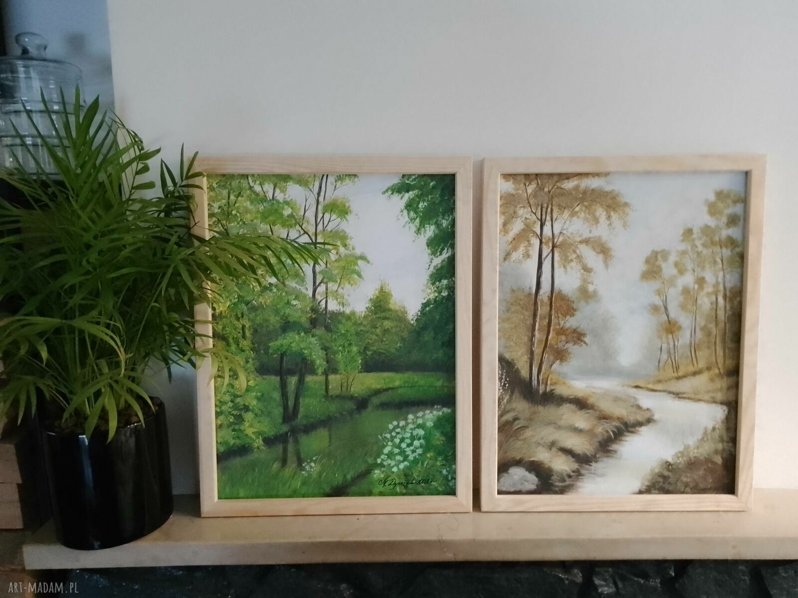 Dyptyk „Magiczna Wiosna - Jesień” z polskim lasem i naturą - zestaw 2 obrazów w ramie