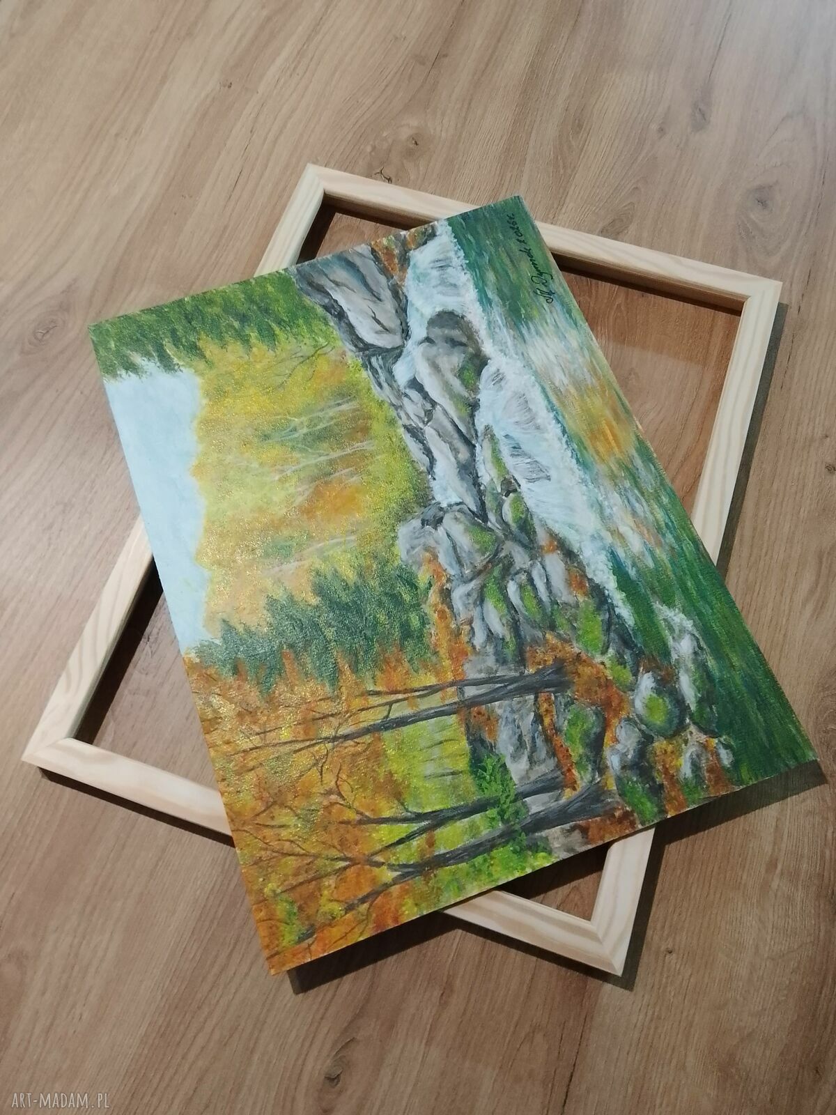 Tryptyk jesienny - ręcznie malowane obrazy akrylowe z ramami 3x40x30 cm