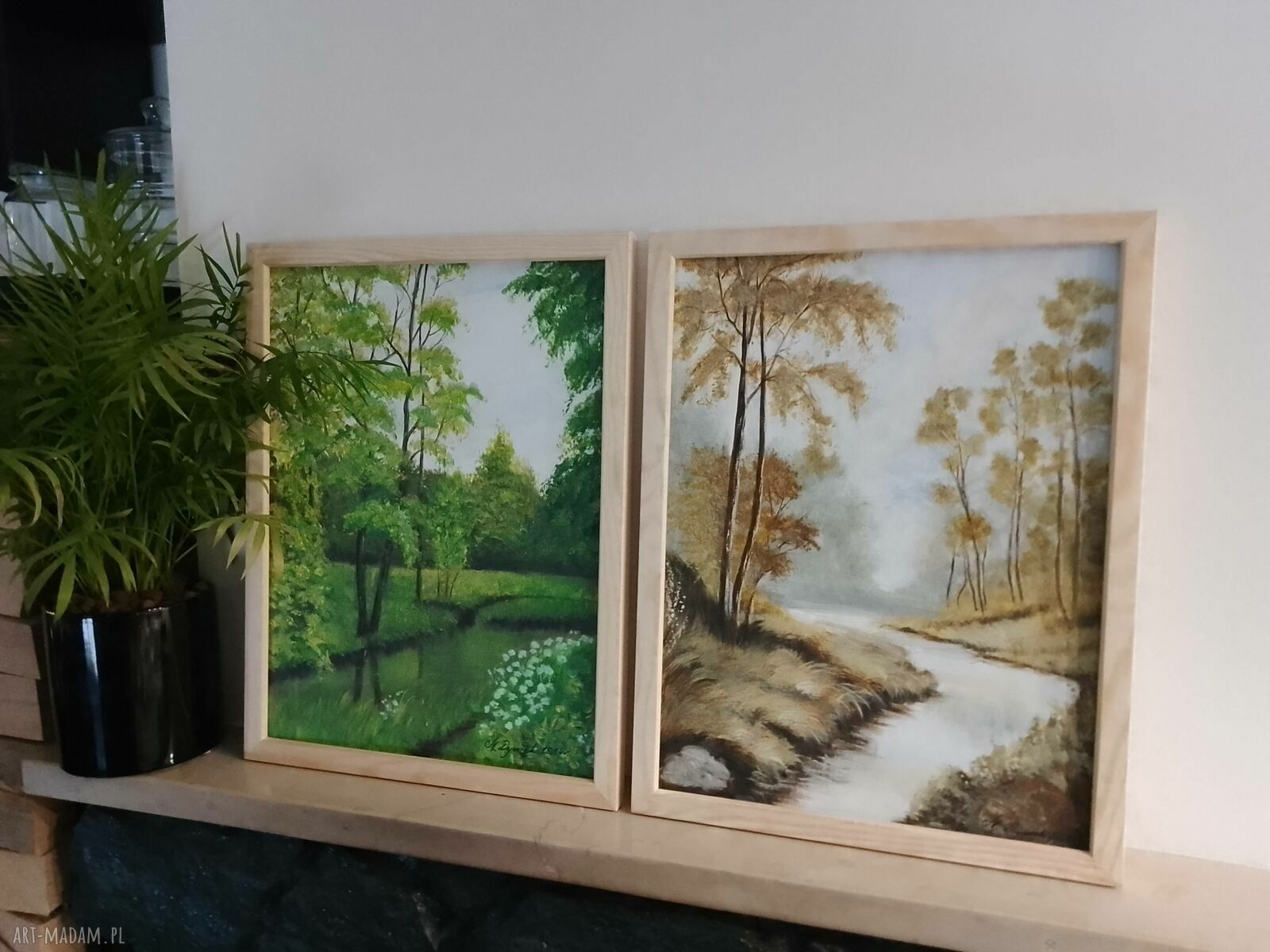 Dyptyk „Magiczna Wiosna - Jesień” z polskim lasem i naturą - zestaw 2 obrazów w ramie