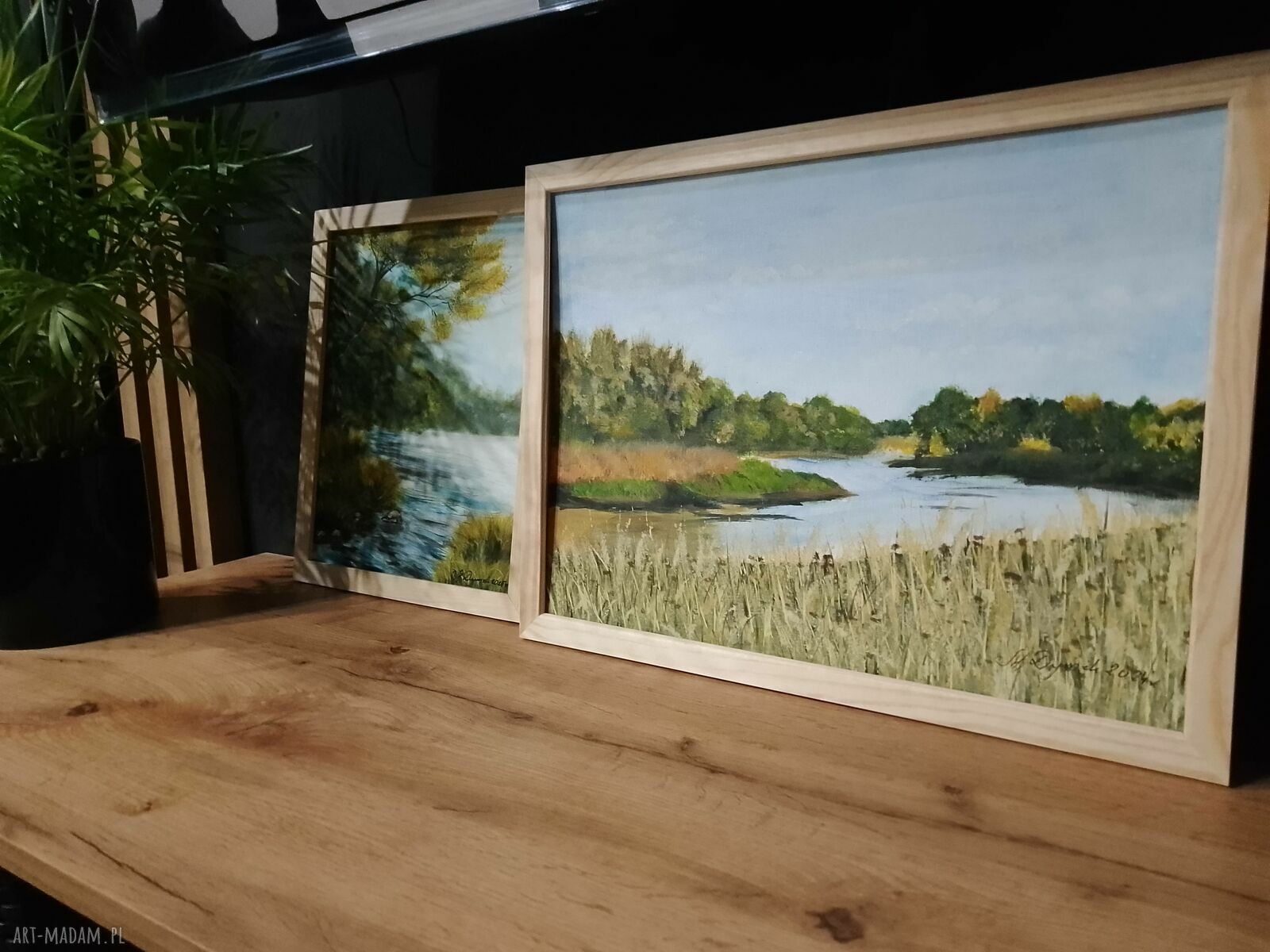 Dyptyk nostalgiczny "Schyłek lata" - zestaw ręcznie malowanych obrazów z ramami