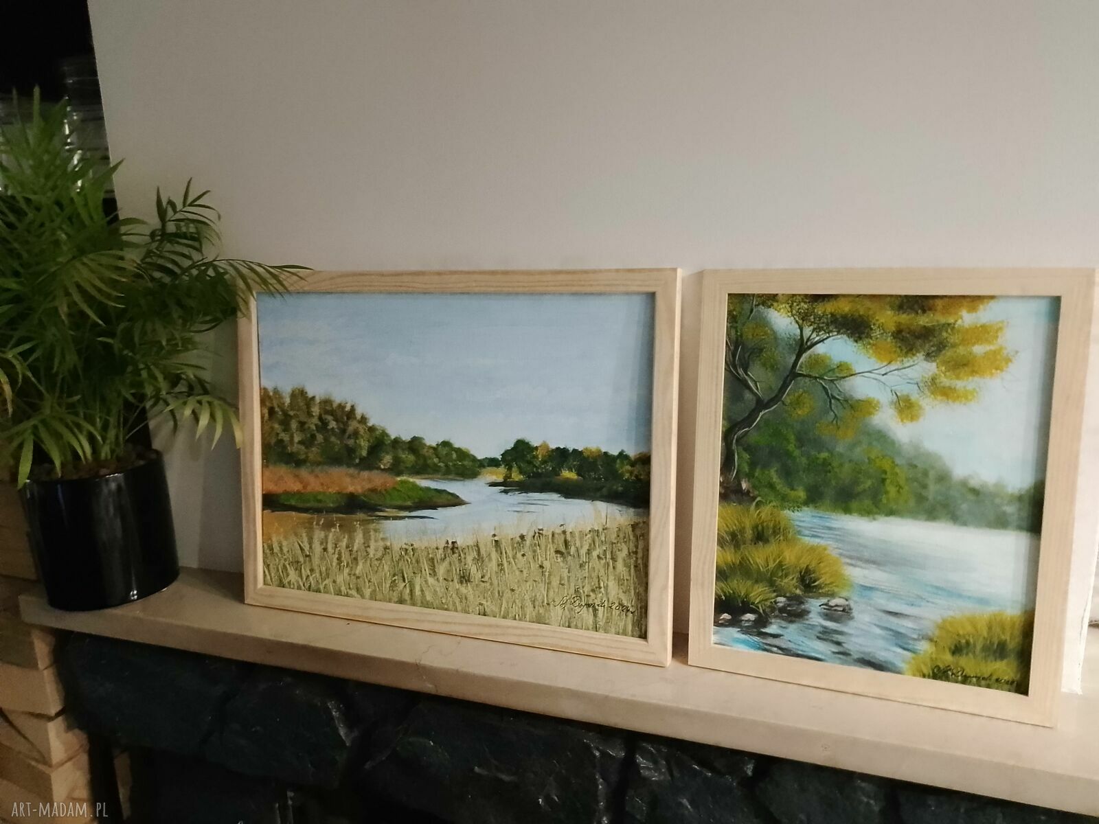 Dyptyk nostalgiczny "Schyłek lata" - zestaw ręcznie malowanych obrazów z ramami