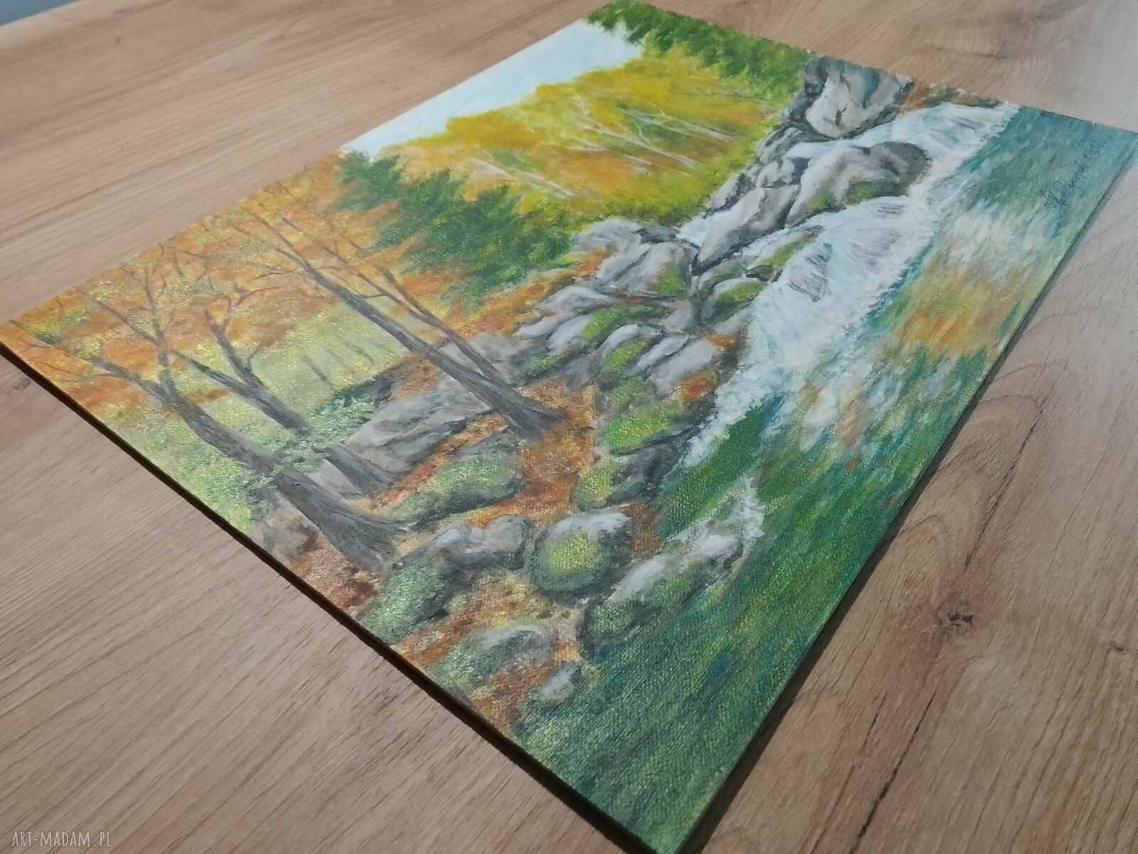 Tryptyk jesienny - ręcznie malowane obrazy akrylowe z ramami 3x40x30 cm