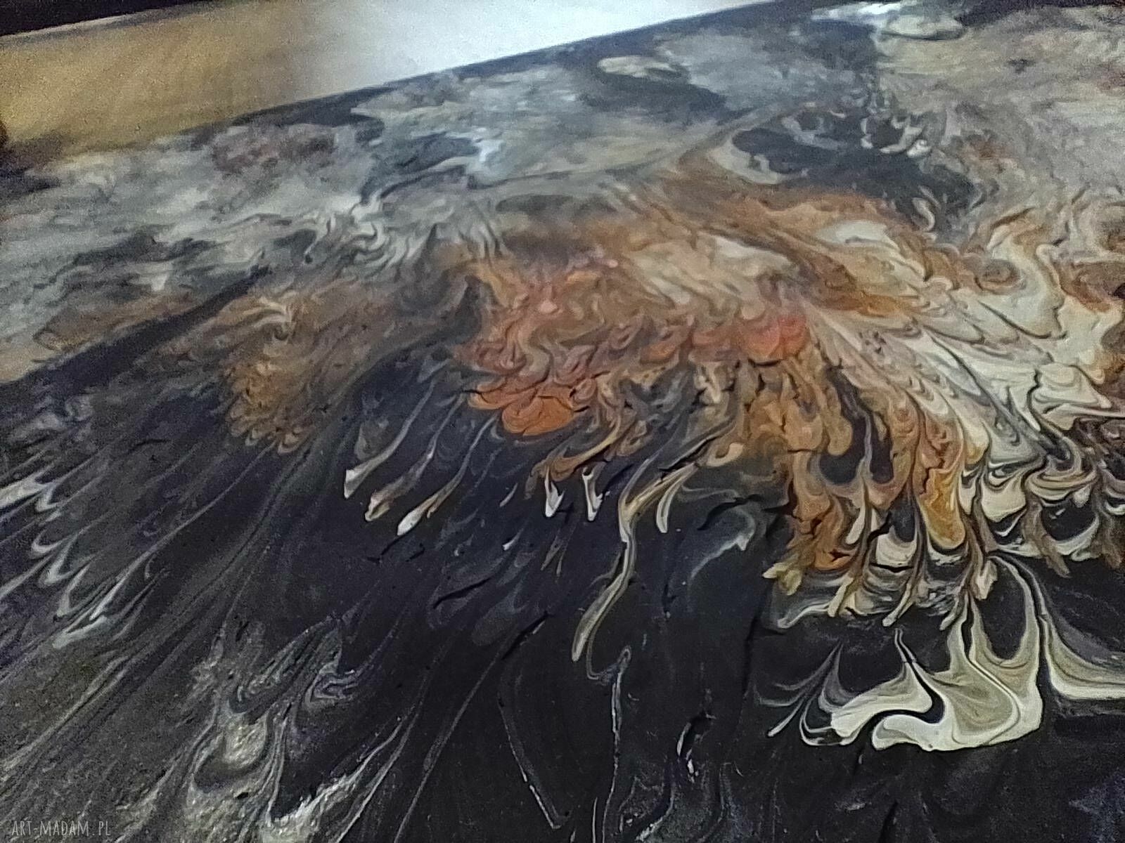Dyptyk Pouring Mistyczny - 2x40x30 cm w ramie, ręcznie malowany obraz do salonu i sypialni