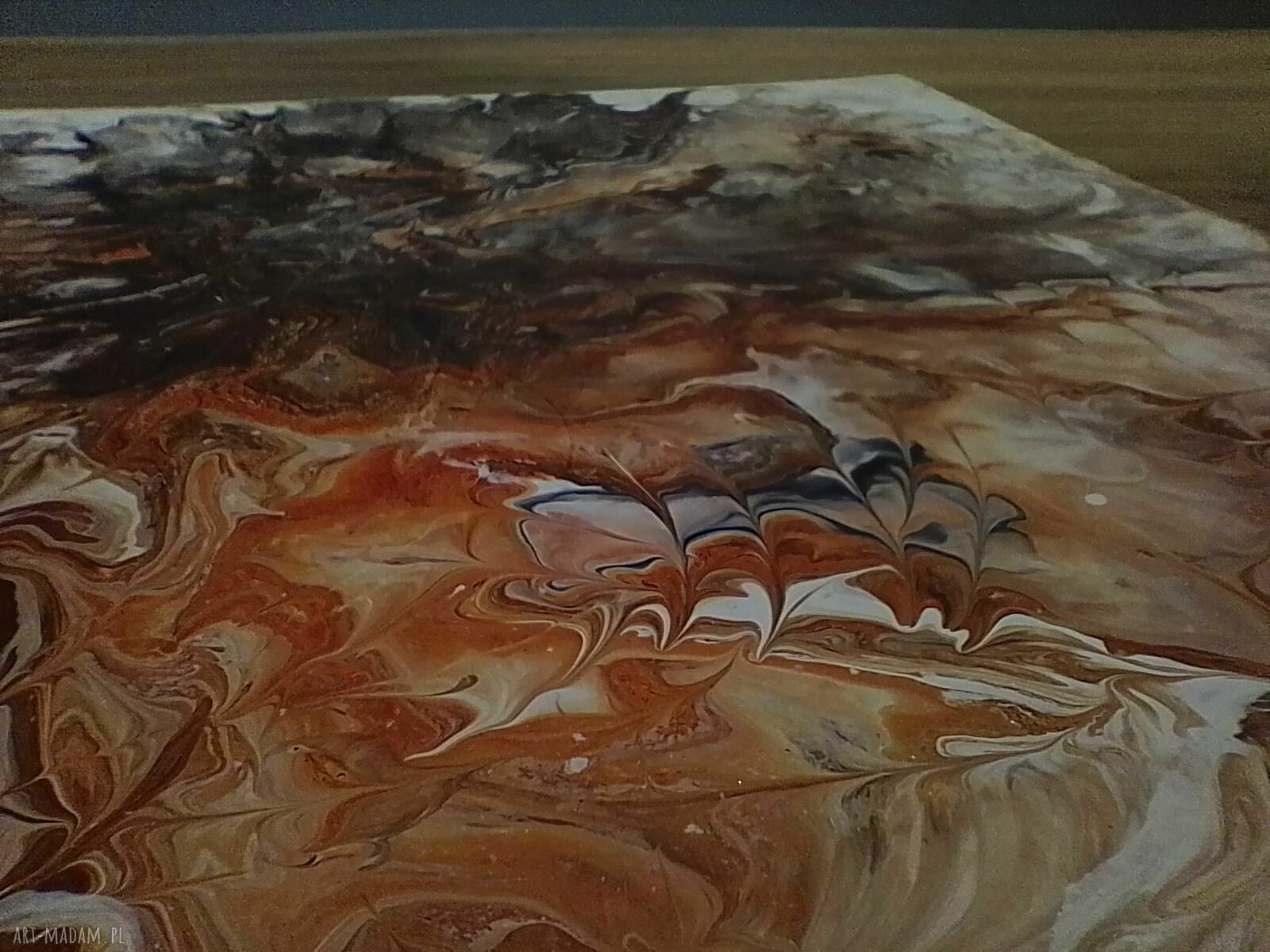 Tryptyk energetyczny Pouring z ramami - 3 ręcznie malowane obrazy 24x30 cm