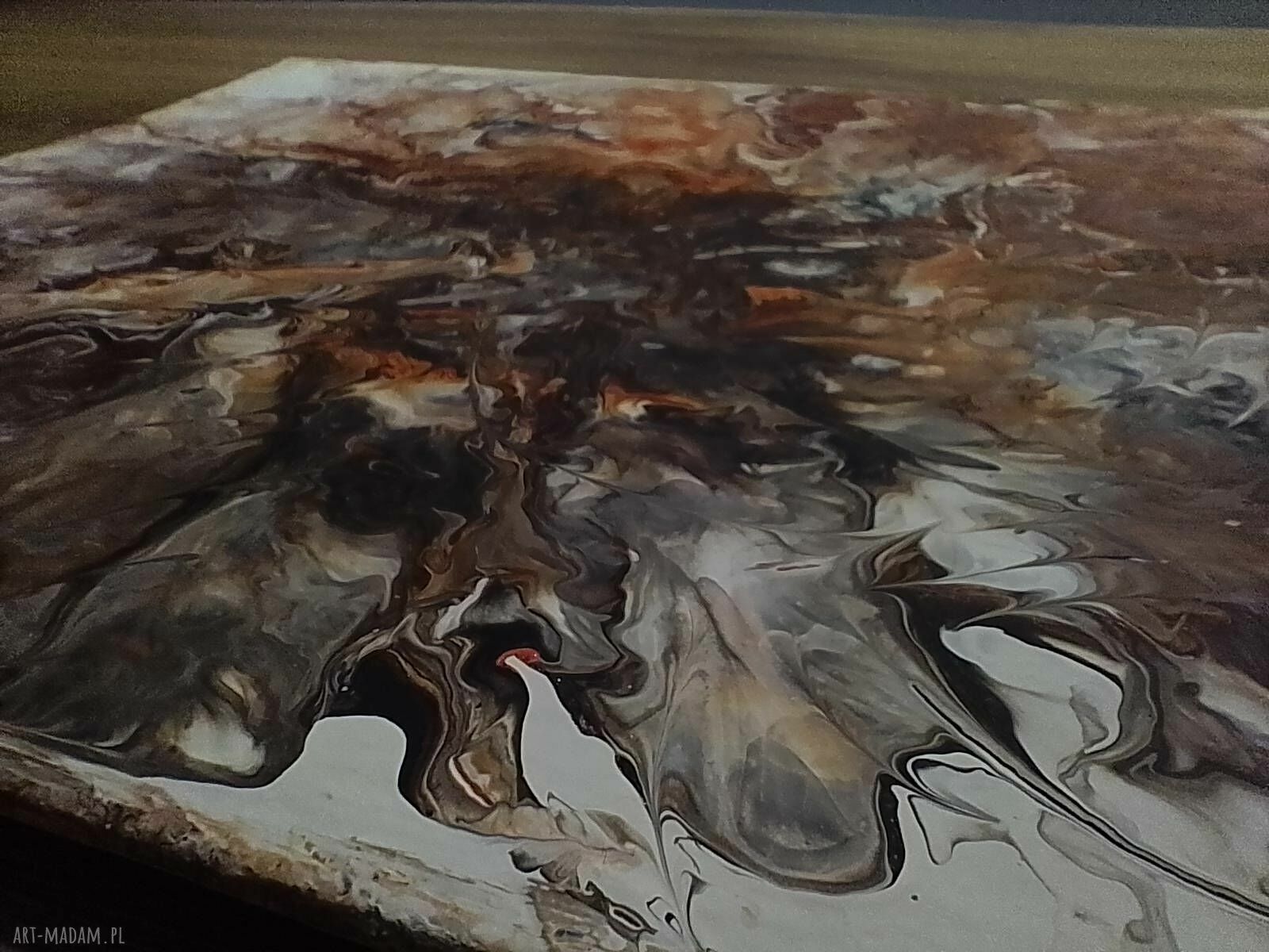 Tryptyk energetyczny Pouring z ramami - 3 ręcznie malowane obrazy 24x30 cm