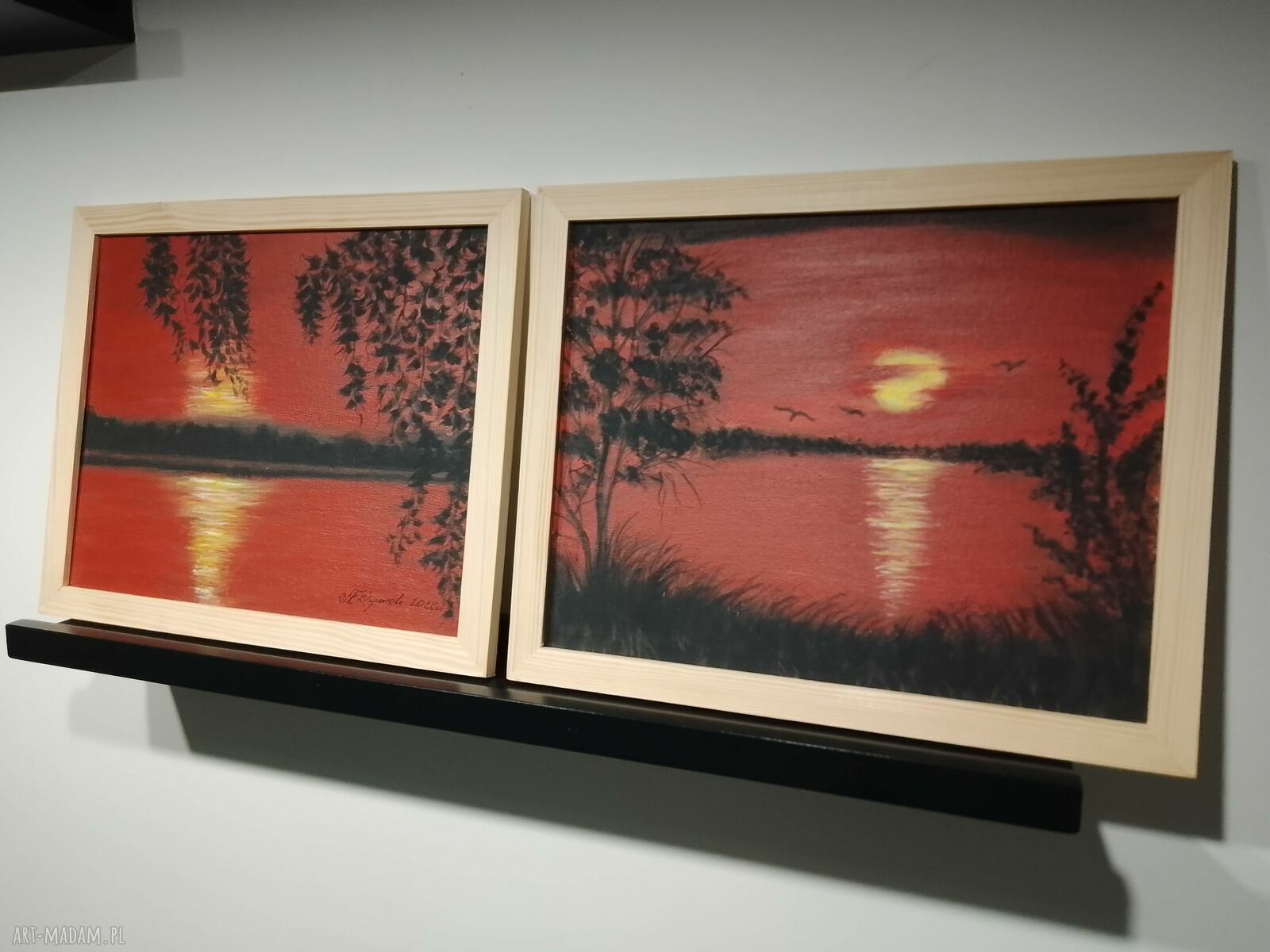 Tryptyk ręcznie malowany - wschody i zachody słońca (zestaw 3x24x30 cm)