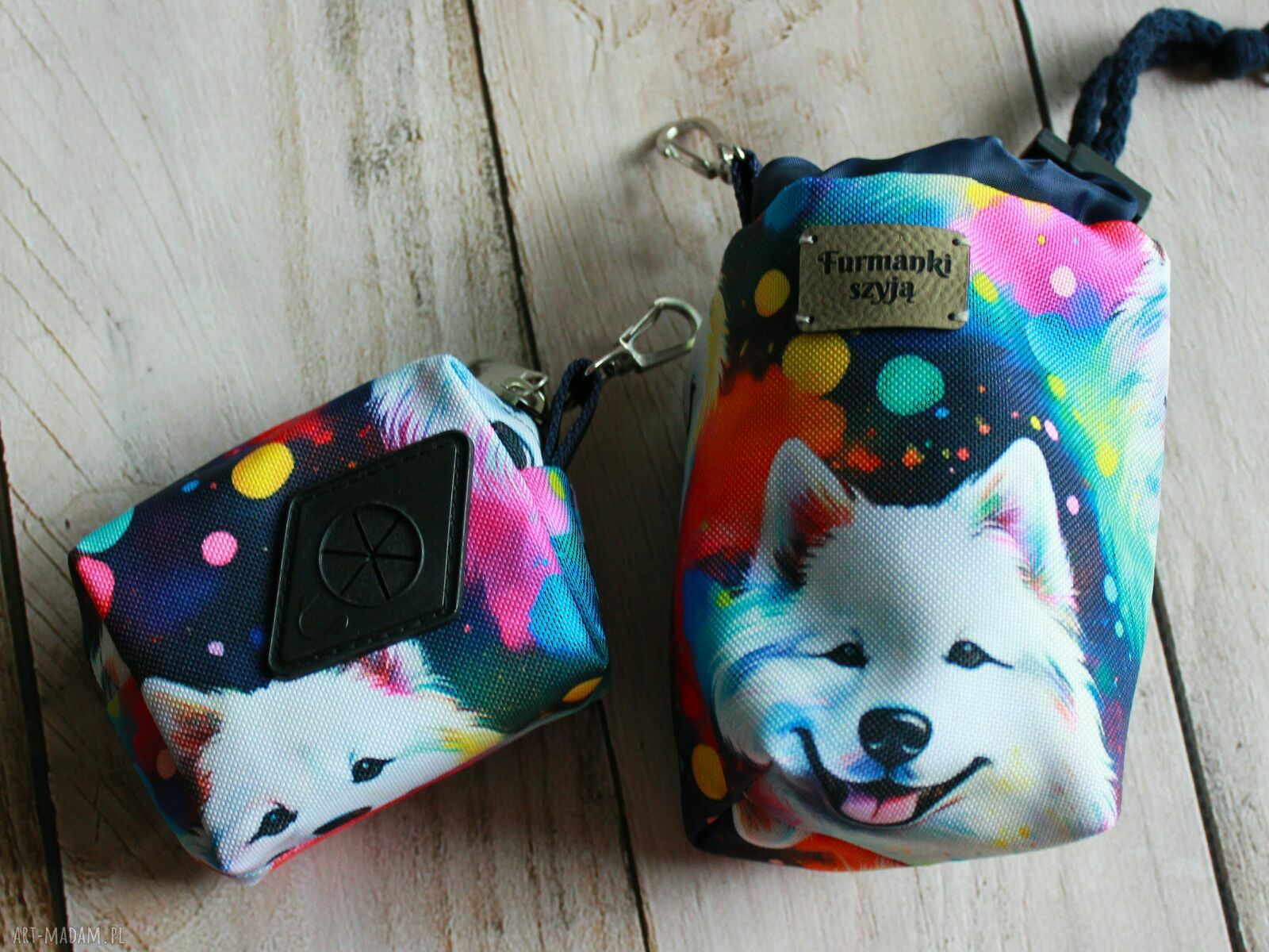 Saszetka na smaczki i woreczki Samoyed - zestaw spacerowy