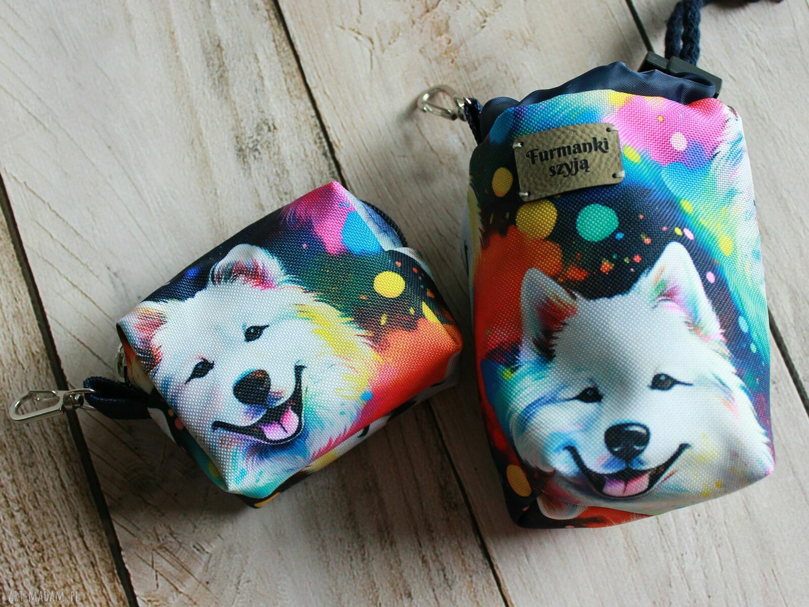 Saszetka na smaczki i woreczki Samoyed - zestaw spacerowy