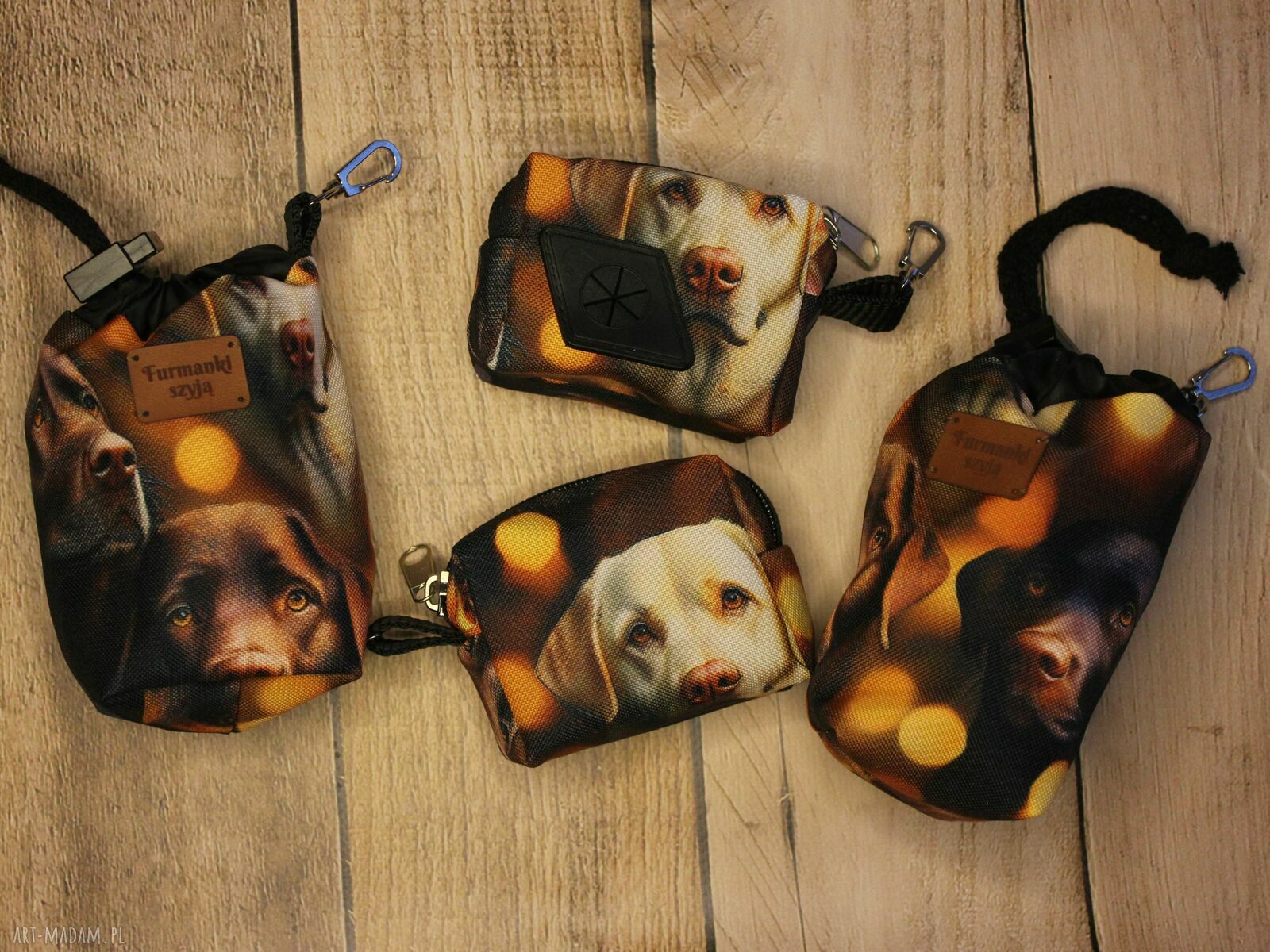 Zestaw saszetka na smaczki i woreczki dla labradora - handmade na spacery i trening