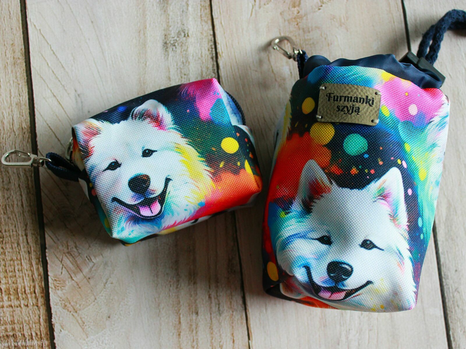 Saszetka na smaczki i woreczki Samoyed - zestaw spacerowy