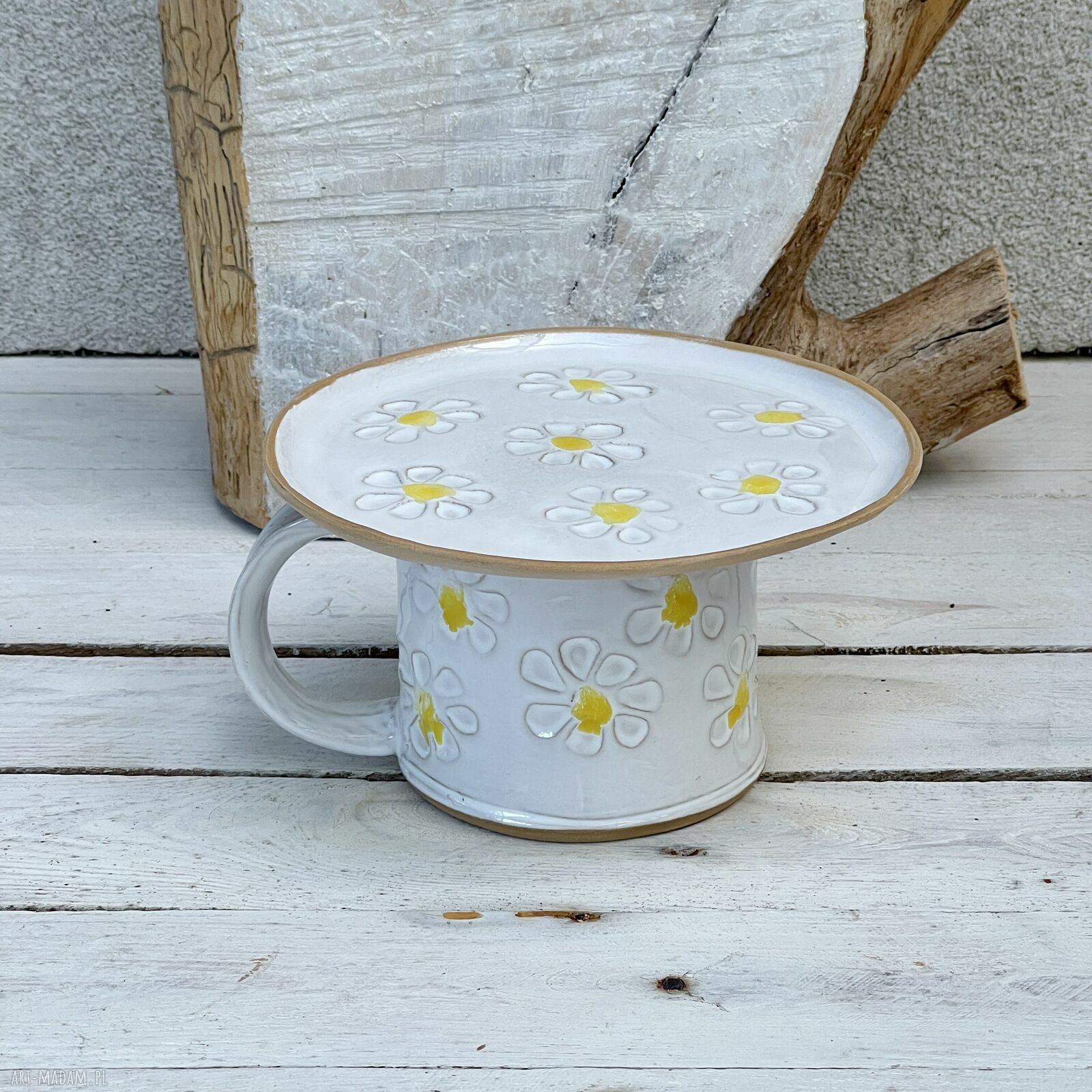 Zestaw śniadaniowy w anemony - kubek i talerz ceramiczny