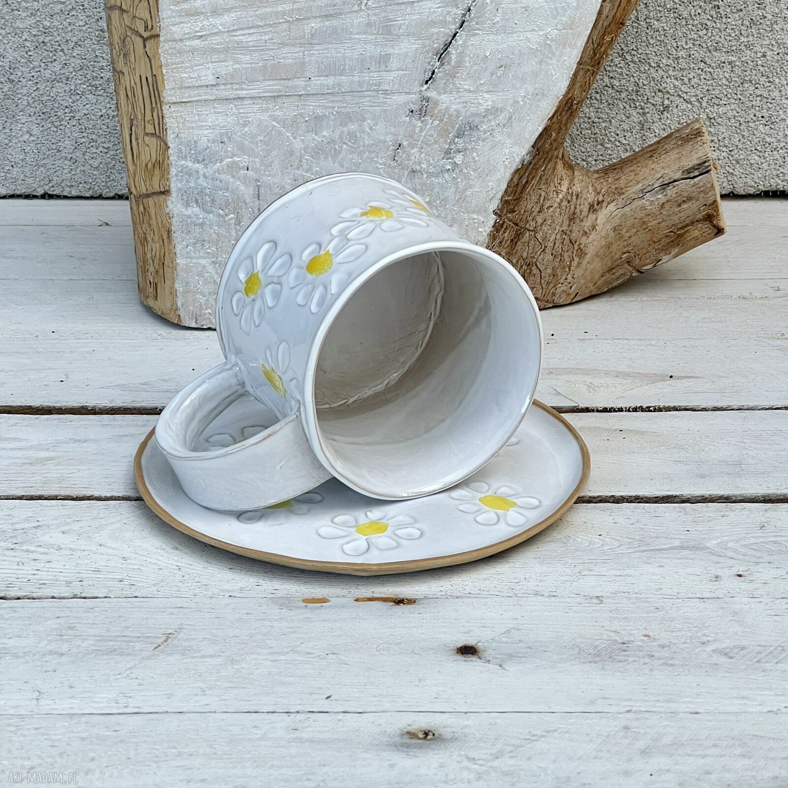 Zestaw śniadaniowy w anemony - kubek i talerz ceramiczny
