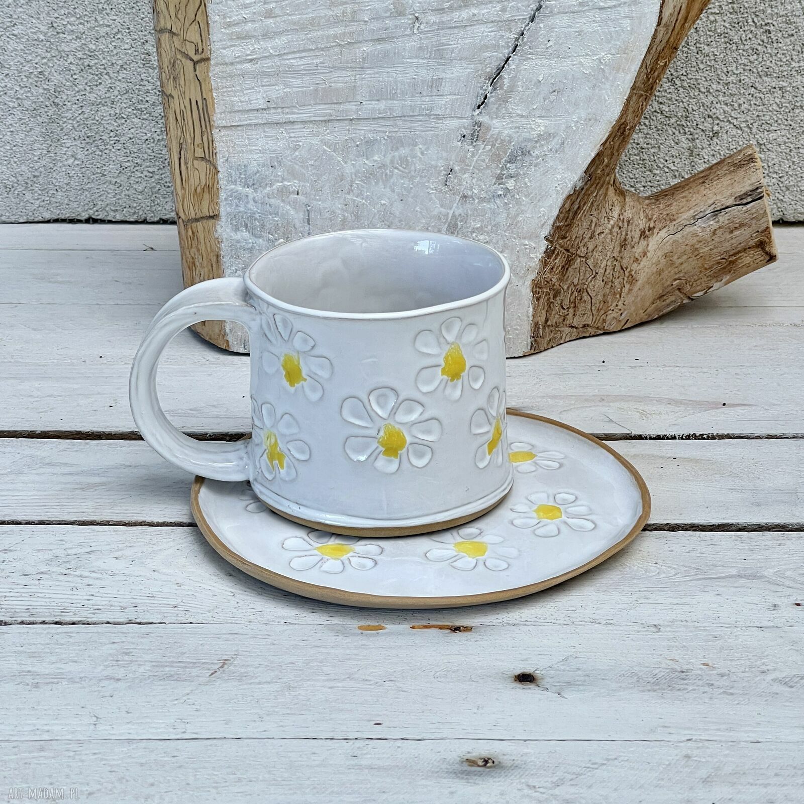 Zestaw śniadaniowy w anemony - kubek i talerz ceramiczny